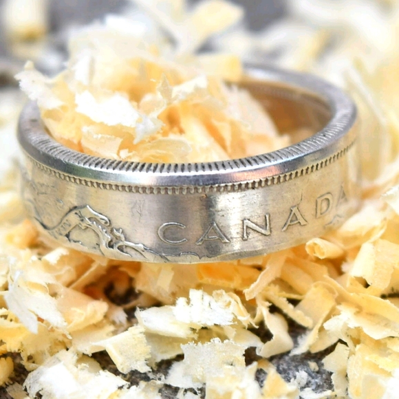 Hand Crafted Jewelry - NEW Handmade 1963 Canadian 50 Cent Ring